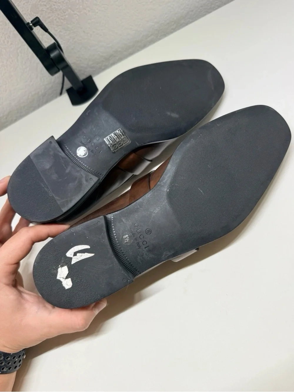 Gucci Men’s Brown Leather Loafers Slip On Dress Shoes Made in Italy Size US 8.5